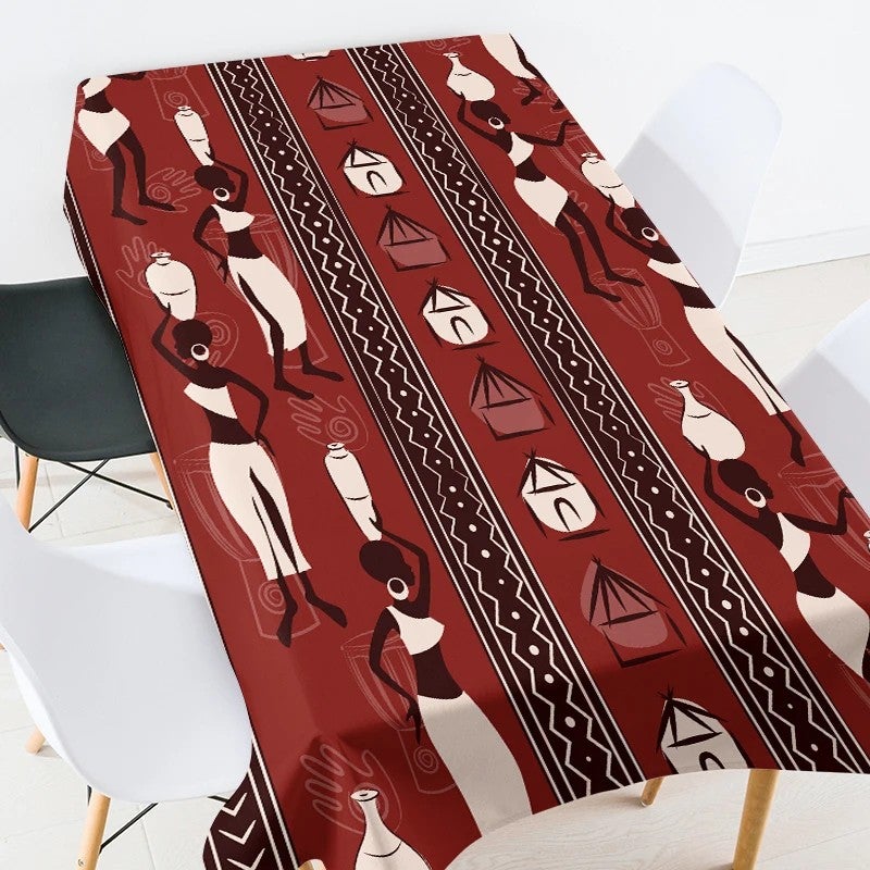 Bluejw Ethnic Style African National Stripe Car Geometric Yellow Home Polyester Tablecloth - Image 1